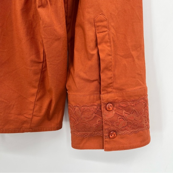 Monroe & Main Orange Pintuck Lace Sleeve Button Down Shirt 20W - Picture 5 of 7
